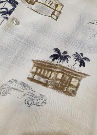 Licona брендова сорочка літня чоловіча біла принт сірі автомобілі пальми короткі рукави6 фото