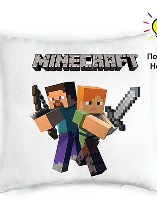 Подушка-нічник minecraft — подарунок хлопчикові нічник подушка декоративна габардин