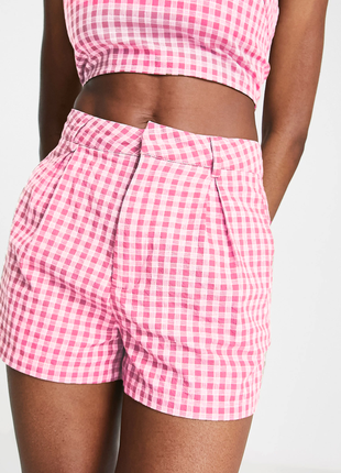 Шорты fb sister gingham shorts in baby pink - m3 фото