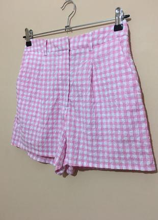 Шорты fb sister gingham shorts in baby pink - m6 фото