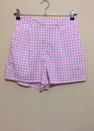 Шорты fb sister gingham shorts in baby pink - m5 фото