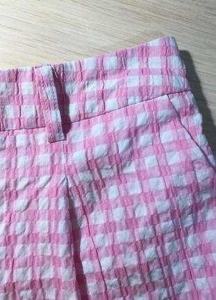 Шорты fb sister gingham shorts in baby pink - m10 фото