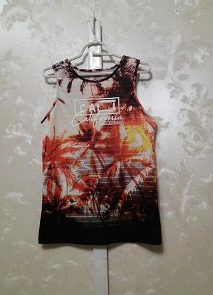 Майка унісекс в пальмовий принт з написом primark