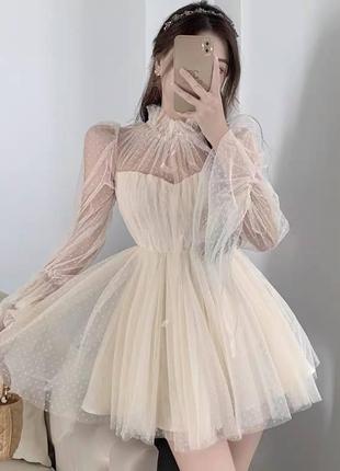Элегантное, нежное платье в мелкий горошек 👗1 фото