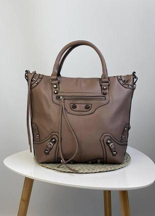 Ділова сумка жіноча зі штучної шкіри, шопер зі шкірозамінника.4 фото