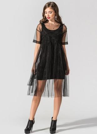 Черное платье короткое tessdress