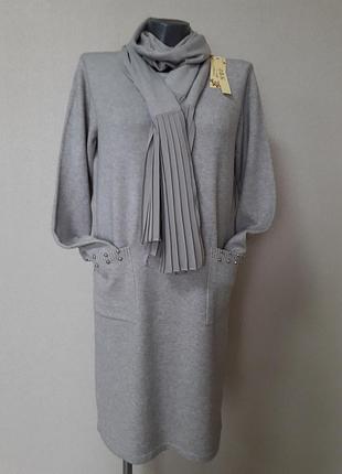Супер-качество!шикарное,элегантное,мега-теплое платье с палантином,с кашемиром,size+