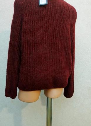 Свитер пуловер шерстяной крупная вязка темно-красный only размер 46-483 фото