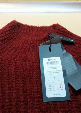 Свитер пуловер шерстяной крупная вязка темно-красный only размер 46-485 фото