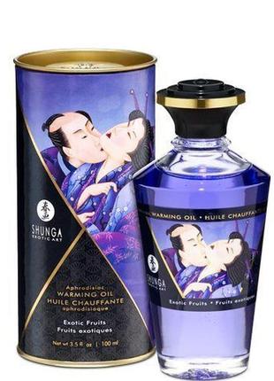 Розігрівальна олія shunga aphrodisiac warming oil – exotic fruits (100 мл) без цукру, смачна