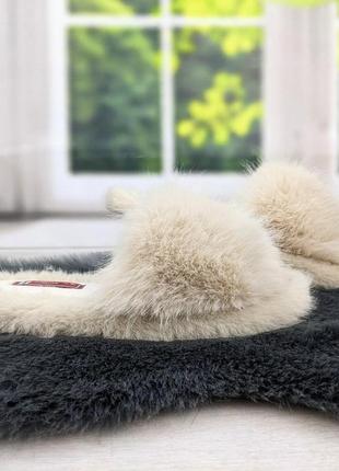 Тапочки женские меховые бежевые искусственный мех fangre 4185