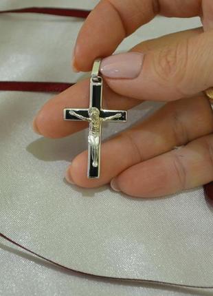 Хрест срібний з емаллю