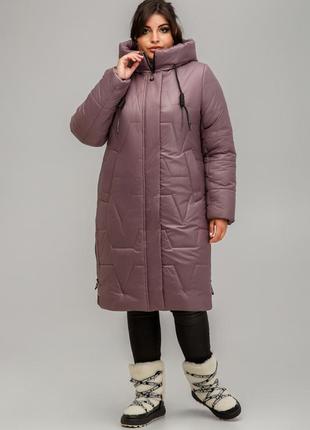 Красивый женский длинный пуховик пальто мюнхен, большие размеры, с воротником-капюшоном4 фото