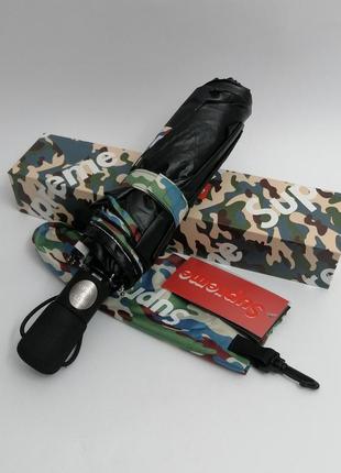Эксклюзивный мужской зонт, складной supreme, автомат, антиветер, черный верх,внутри изображение бренда supreme3 фото