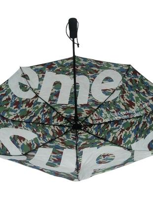 Эксклюзивный мужской зонт, складной supreme, автомат, антиветер, черный верх,внутри изображение бренда supreme7 фото