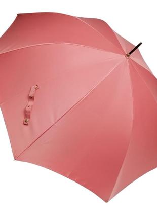 Ексклюзивна жіноча парасолька-тростина, напівавтомат, 8 спиць, рожевий без принта, в подарунковій коробці8 фото