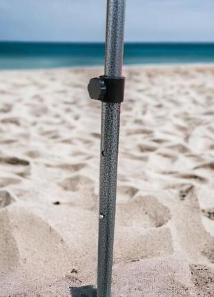 Велика пляжна парасолька 2x3 м з вітровим клапаном та елегантним срібним покриттям10 фото