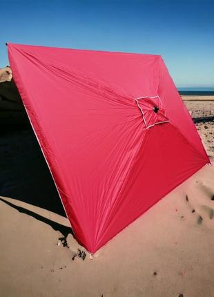 Большой пляжный зонт 2x3 м с ветровым клапаном и элегантным серебряным покрытием2 фото
