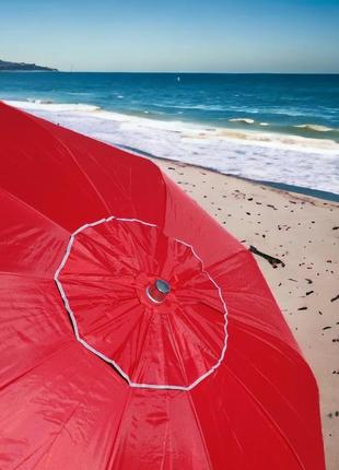 Большой зонт для пляжа 2,5 м с 10 спицами из стекловолокна и ветровым клапаном5 фото
