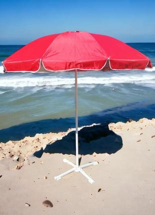 Большой зонт для пляжа 2,5 м с 10 спицами из стекловолокна и ветровым клапаном2 фото