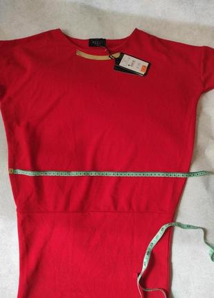 Яркое светло-красное платье мини туника5 фото