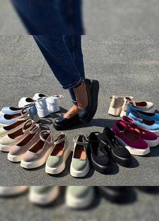 Жіночі стильні туфлі на високій підошві з натуральної шкіри та замші✅3 фото