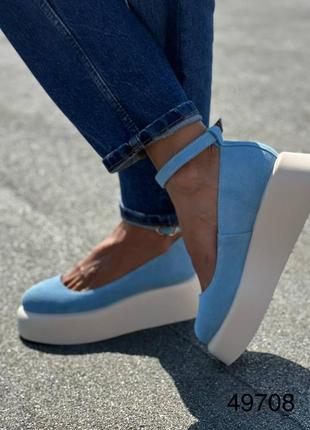 Жіночі стильні туфлі на високій підошві з натуральної шкіри та замші✅9 фото