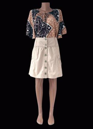 Стильная хлопковая юбка-трапеция "casa blanca" на пуговицах. размер eur38.6 фото