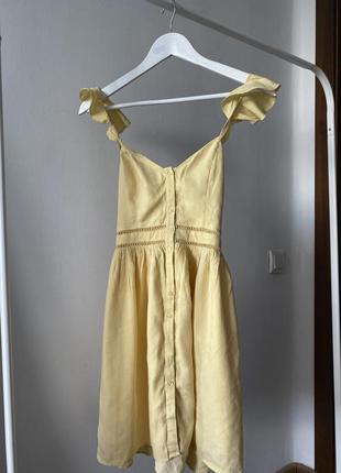 Желтое платье h&amp;m, платье на брителях