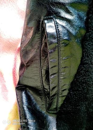 Роскошная мутоновая шуба шубка меховое пальто глянцевая кожа капюшон енот зимняя tazetta7 фото