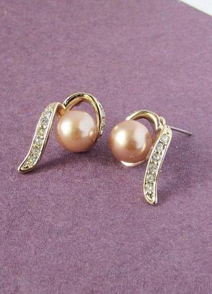 🏵ювелірні сережки з перлами, нові! арт. 7004