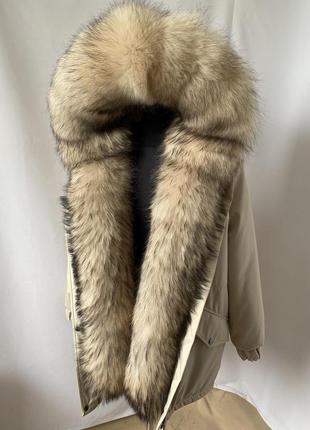 Женская зимняя куртка с мехом финского енота с 44 по 58 г.,женская зимняя парка красного цвета с мехом енота6 фото