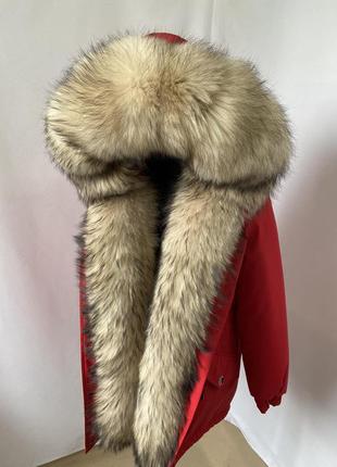 Женская зимняя парка куртка с натуральным мехом финского енота с 44 по 58 г.7 фото