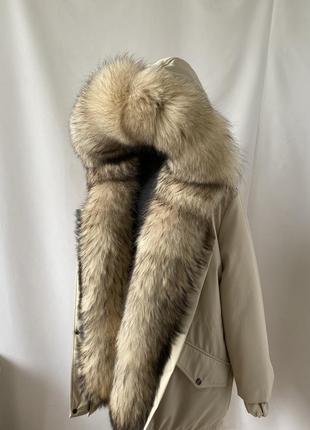Жіноча зимова парка куртка з натуральним хутром фінського єноту з 44 по 58 р