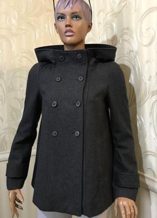 Пальто с капюшоном - шерсть, zara, размер s-m2 фото
