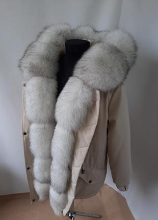 Жіноча зимова парка куртка з натуральним хутром песця вуаль з 44 по 58 р,жіноча зимова куртка з хутром песця