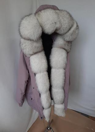 Женская зимняя парка с натуральным мехом собачка вуаль с 44 по 58 р,женская зимняя куртка с мехом песца5 фото
