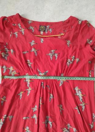 Платье мини туника принт утки вискоза