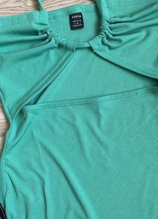 Зеленое мини платье2 фото