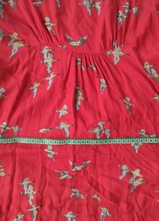 Платье мини туника принт утки вискоза