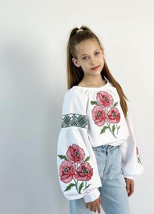 Сорочка вишиванка для дівчинки маки 2
