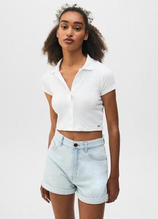 Джинсовые шорты мом mom с высокой посадкой pull and bear3 фото