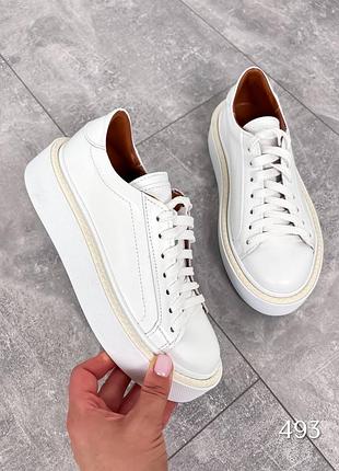 Кроссовки кеды натуральная кожа белый