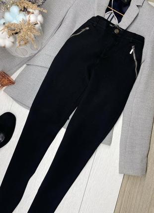Чёрные классические брюки zara xs s штаны зауженные женские брюки зара