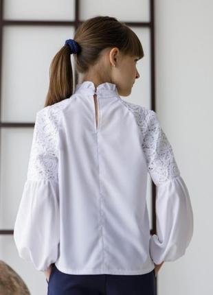 Блузка з довгим рукавом для дівчинки tair 66310 білий5 фото