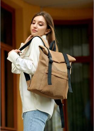 Жіночий рюкзак ролл sambag  rolltop lsh коричневий тканевий4 фото