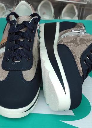 Школьные туфли, кроссовки на платформе для девочки синие 3