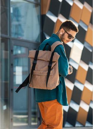 Чоловічий рюкзак ролл sambag  rolltop milton коричневий тканевий2 фото