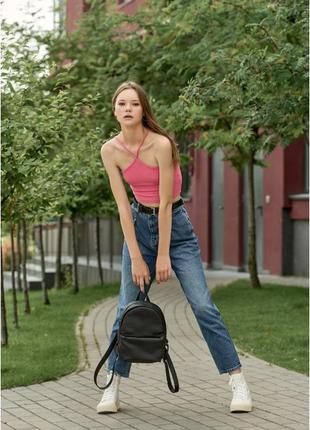 Женский классический небольшой городской рюкзак sambag brix черный5 фото