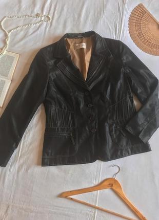 Модный черный пиджак под кожу kirsten (размер 14/42)